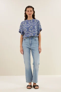 By bar amber indigo blouse | blue indigo print^ Blusen