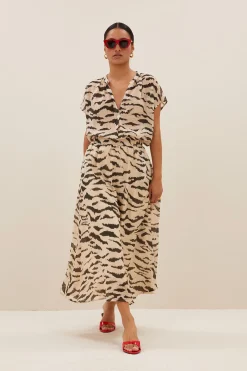 By bar amie zebra blouse | sand zebra print^ Blusen
