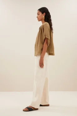 By bar axel linen blouse | khaki^ Blusen