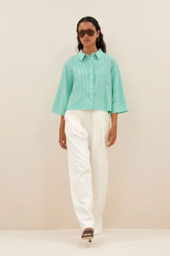 By bar bernie blouse | green seer stripe^ Blusen