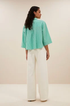 By bar bernie blouse | green seer stripe^ Blusen