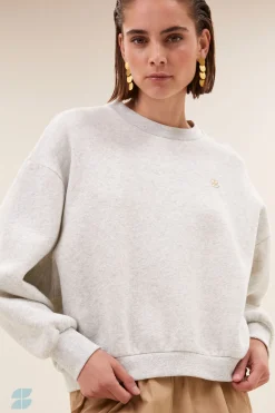 By bar bibi logo sweater | light grey melee^ Pullover|Strick