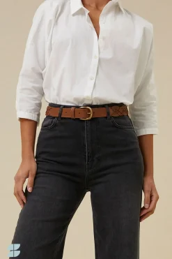 By bar braided leather belt |^ Gürtel