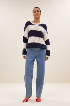 By bar evi stripe pullover | midnight big stripe^ Strick