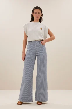 By bar femme stripe pants | blue milky stripe^ Hosen