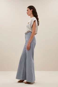 By bar femme stripe pants | blue milky stripe^ Hosen