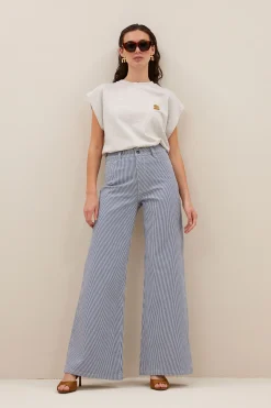 By bar femme stripe pants | blue milky stripe^ Hosen