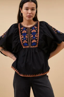 By bar gabie embroidery blouse | jet black^ Blusen