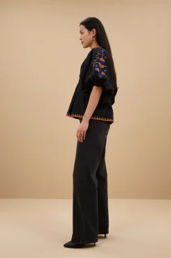 By bar gabie embroidery blouse | jet black^ Blusen