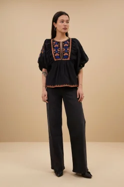 By bar gabie embroidery blouse | jet black^ Blusen