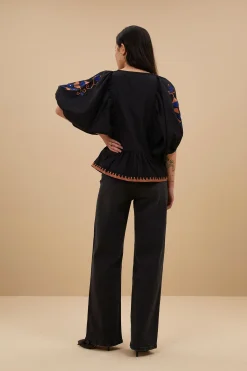 By bar gabie embroidery blouse | jet black^ Blusen