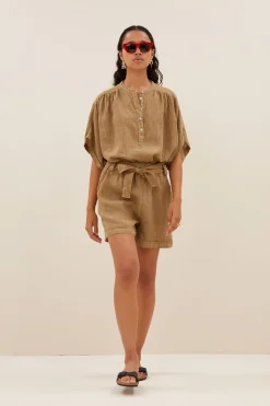 By bar june linen shorts | khaki^ Overalls & Shorts