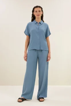 By bar karly viscose blouse | blue stone^ Blusen