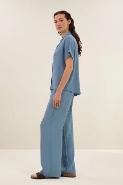 By bar karly viscose blouse | blue stone^ Blusen