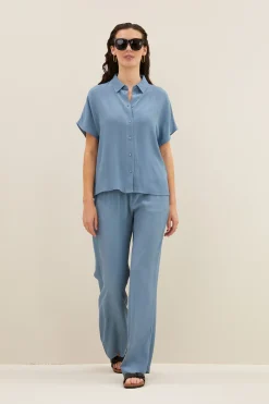 By bar karly viscose blouse | blue stone^ Blusen