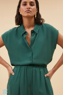 By bar kiek viscose top | deep green^ Blusen