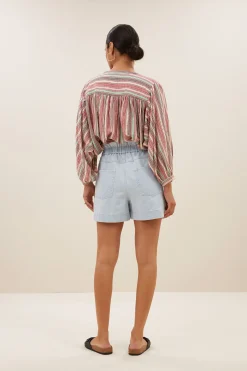 By bar leon bleached denim shorts | bleached denim^ Overalls & Shorts