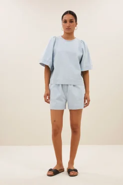 By bar leon bleached denim shorts | bleached denim^ Overalls & Shorts