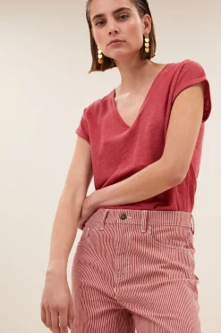 By bar lew stripe pants | red milky stripe^ Jeans|Hosen