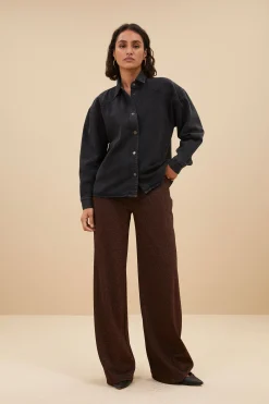 By bar mae twill blouse | jet black^ Blusen