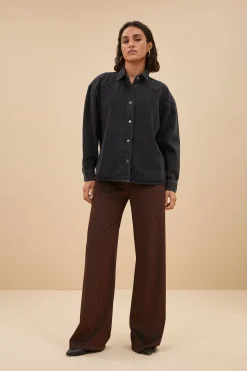 By bar mae twill blouse | jet black^ Blusen