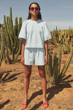 By bar olivia bleached denim blouse | bleached denim^ Blusen