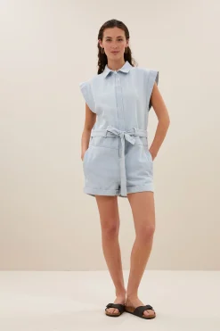 By bar ollie bleached denim suit | bleached denim^ Overalls & Shorts