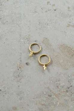 By bar PD cross round earring |^ Ohrringe