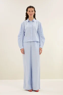 By bar penny pinstripe blouse | sky blue^ Blusen