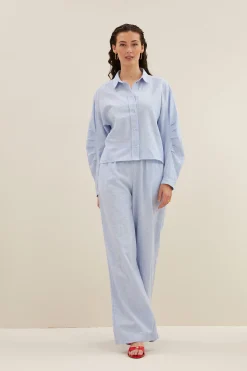 By bar penny pinstripe blouse | sky blue^ Blusen