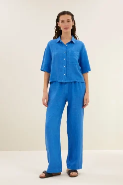 By bar robyn linen pants | queens blue^ Hosen