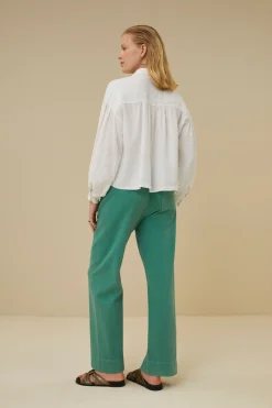 By bar sarah short linen blouse | bright white^ Blusen