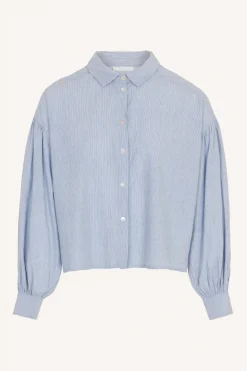By bar sarah short pin stripe blouse | indi grey^ Blusen