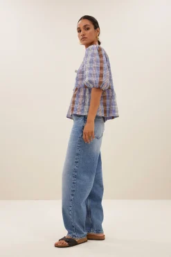 By bar serena check blouse | grid print^ Blusen
