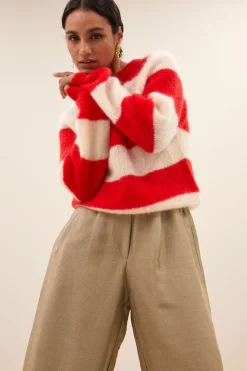 By bar sian stripe pullover | lipstick red stripe^ Strick