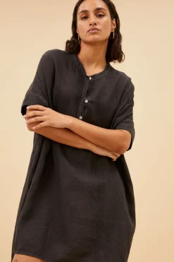 By bar tais linen dress | jet black^ Kleider