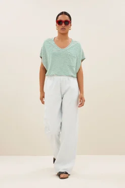 By bar tyler small stripe top | green small stripe^ Tops & Shirts