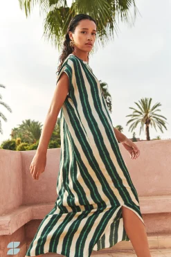 By bar victoria tie dye dress long | green tie dye stripe^ Kleider