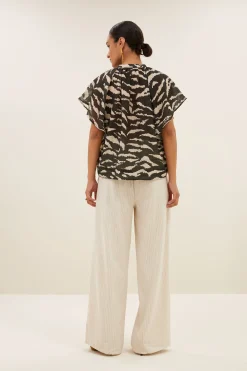 By bar vina zebra blouse | black zebra print^ Blusen