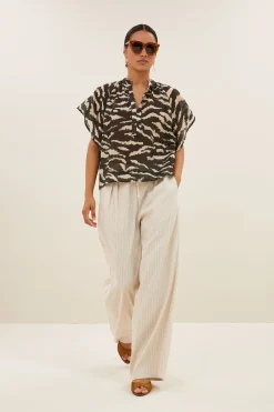 By bar vina zebra blouse | black zebra print^ Blusen
